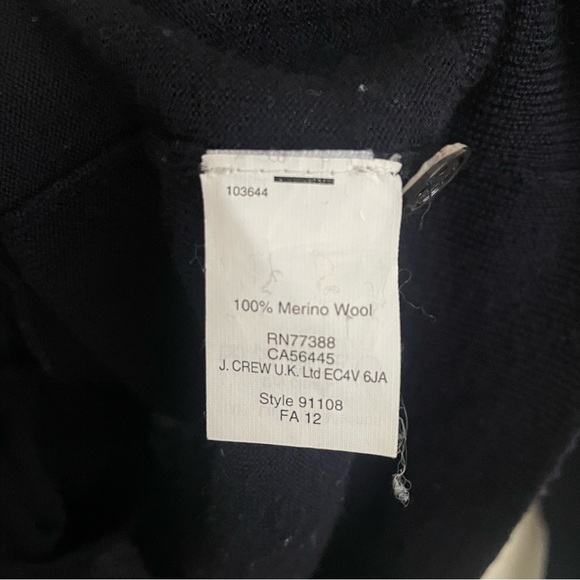 J. Crew 100% Merino Wool Cardigan Sweater Navy with Contrast Trim - Size S - Picture 6 of 6
